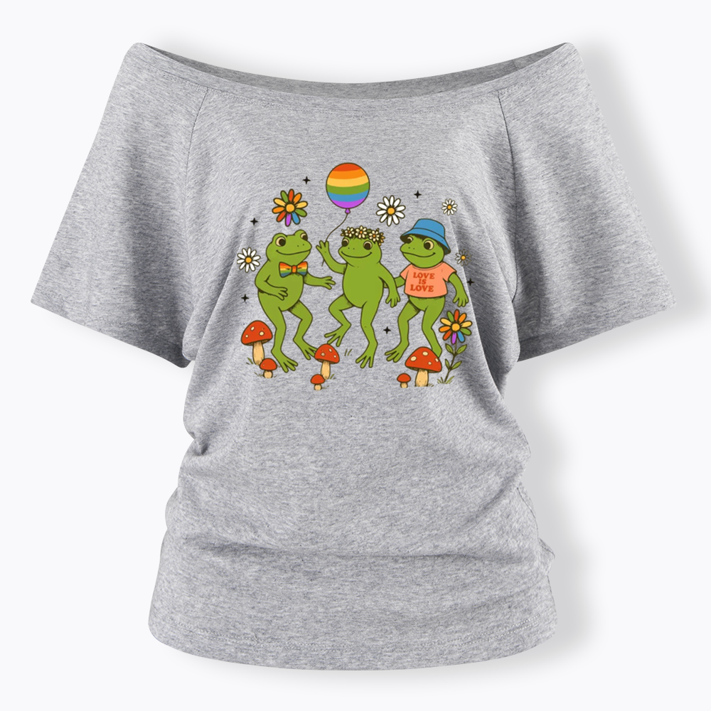 Funny Frog Pride Off Shoulder T-shirt