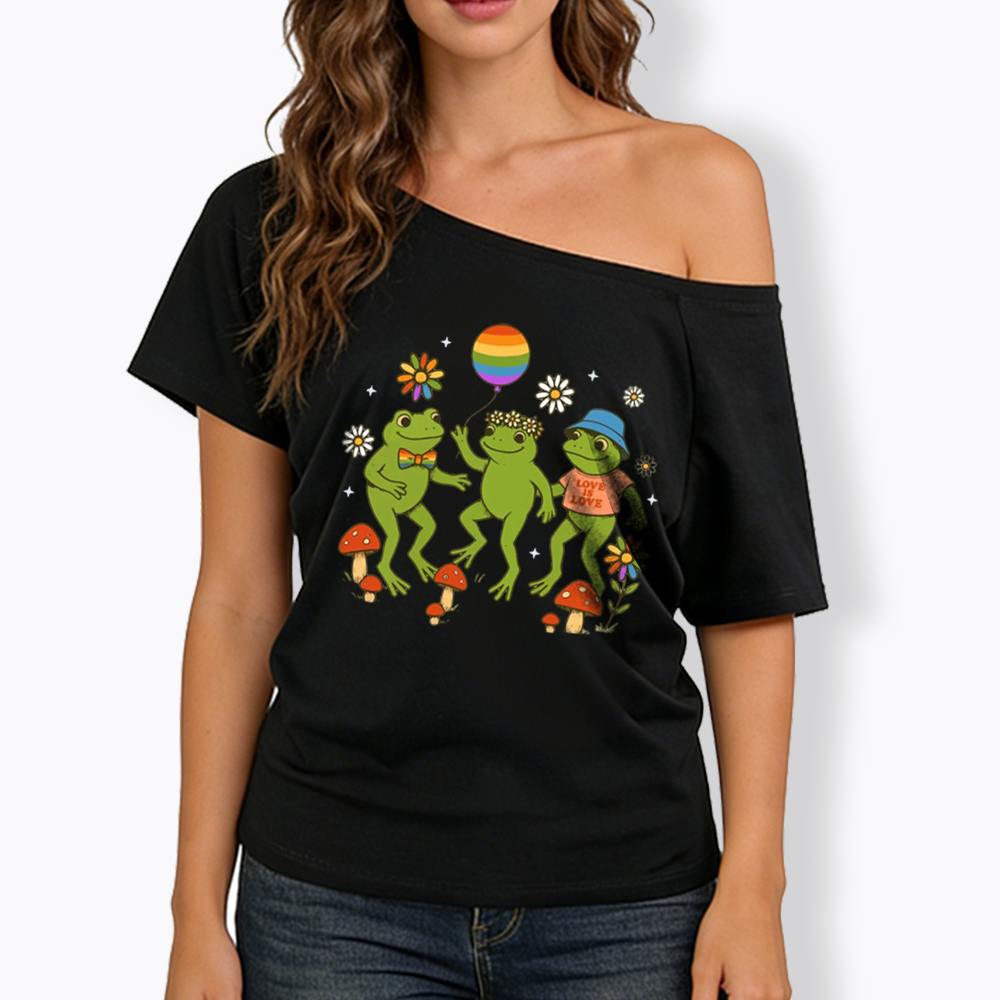Funny Frog Pride Off Shoulder T-shirt