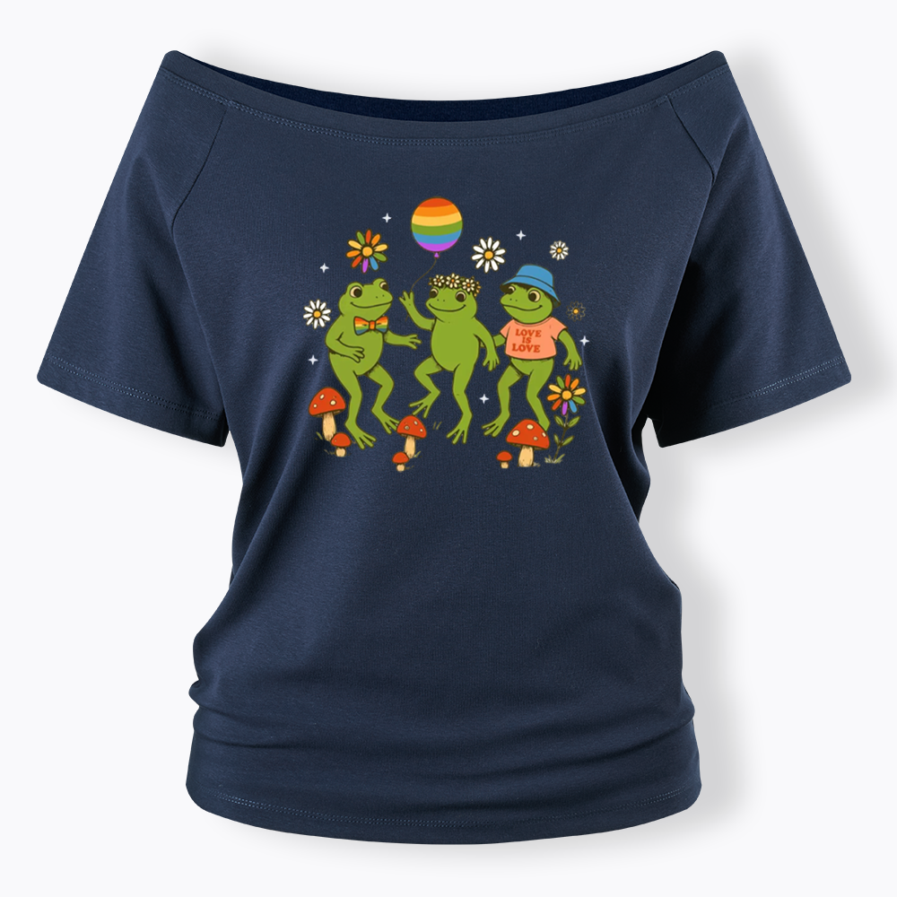 Funny Frog Pride Off Shoulder T-shirt