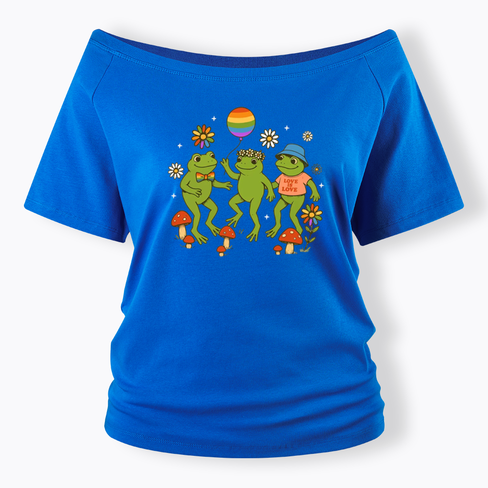 Funny Frog Pride Off Shoulder T-shirt