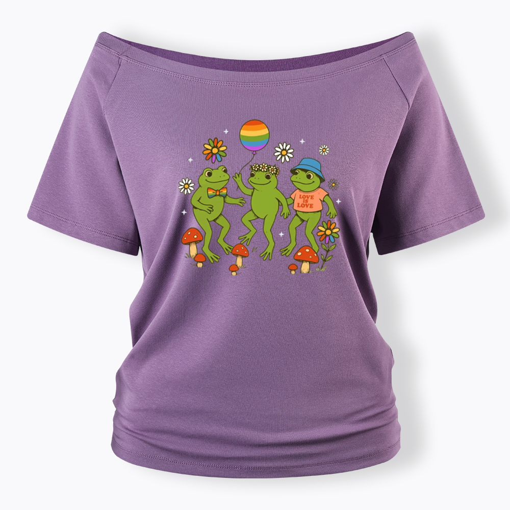 Funny Frog Pride Off Shoulder T-shirt