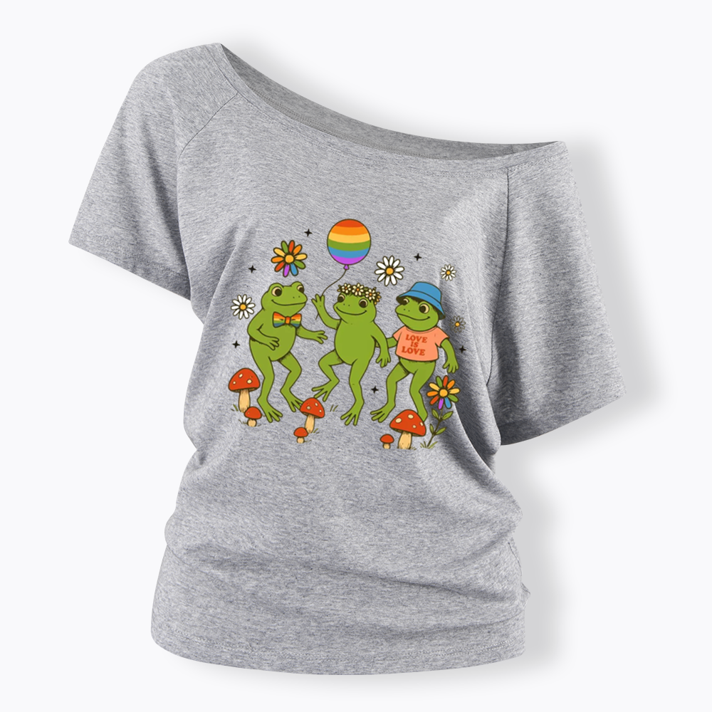 Funny Frog Pride Off Shoulder T-shirt