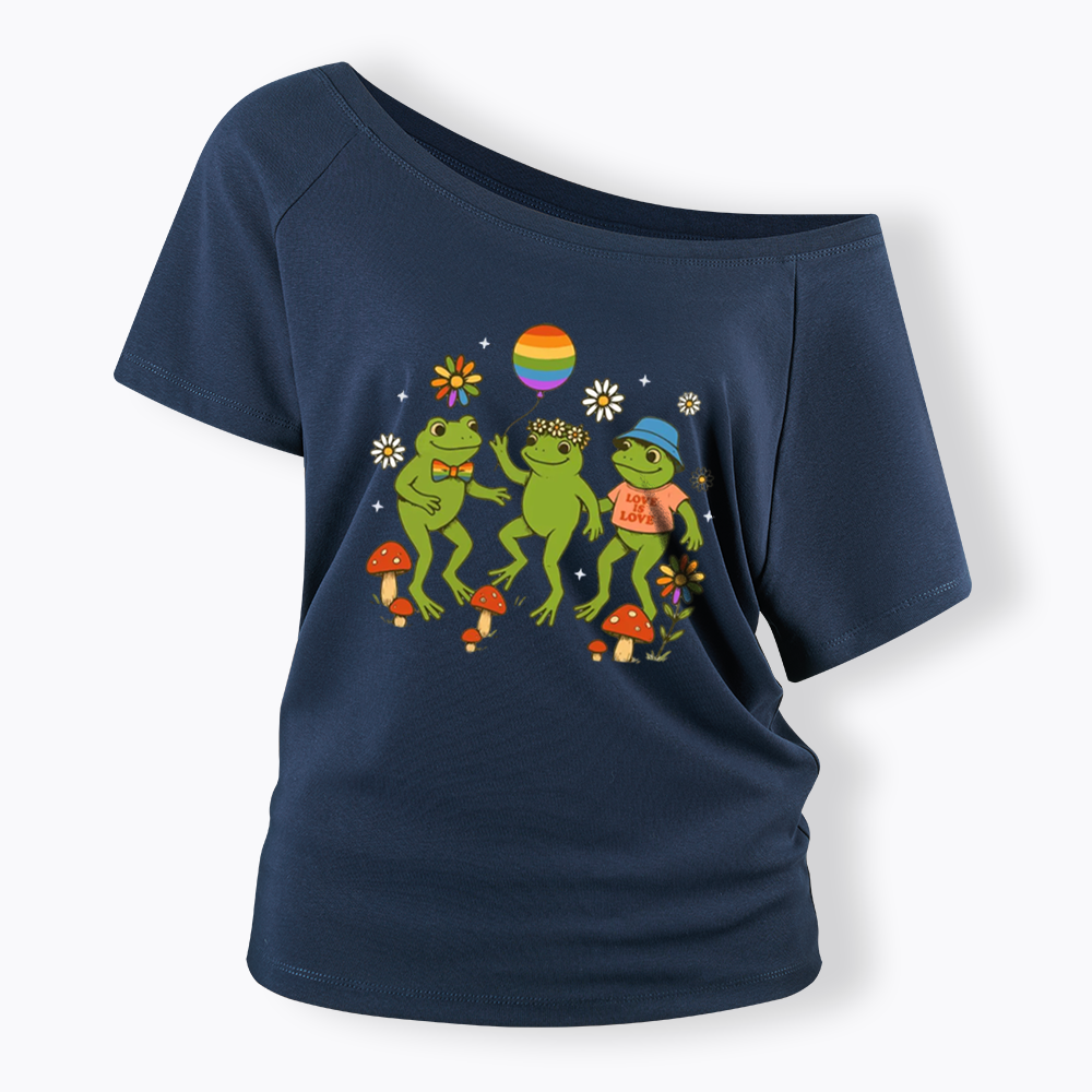 Funny Frog Pride Off Shoulder T-shirt