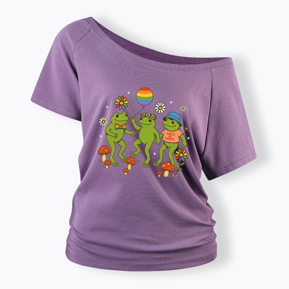 Funny Frog Pride Off Shoulder T-shirt
