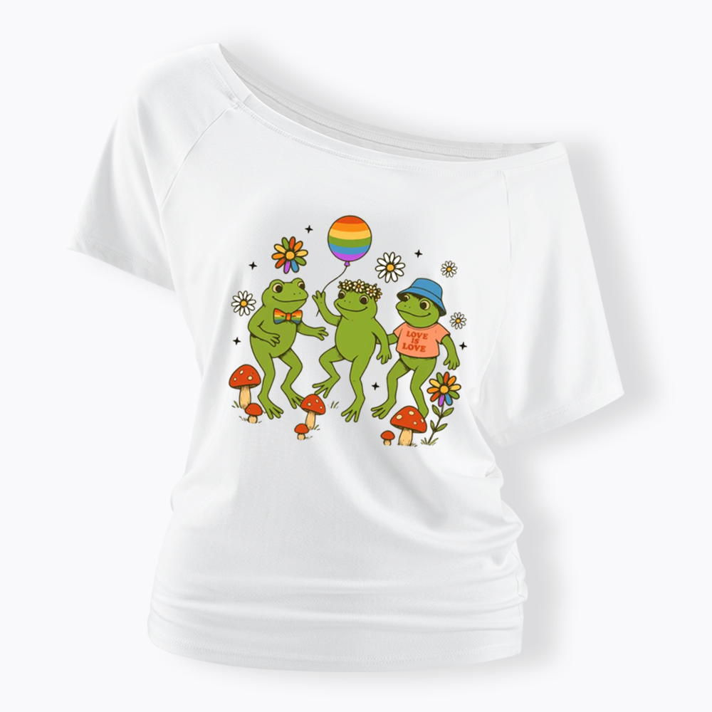 Funny Frog Pride Off Shoulder T-shirt