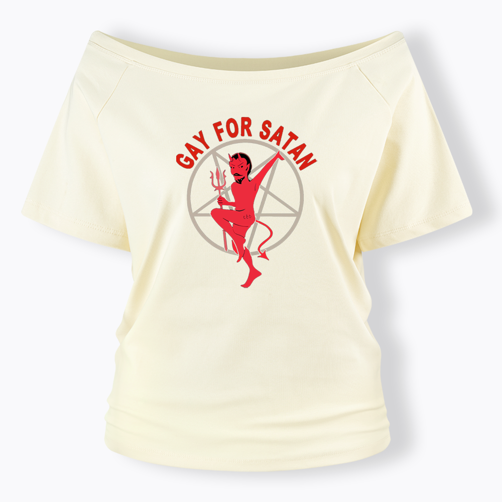 Gay For Satan Off Shoulder T-shirt