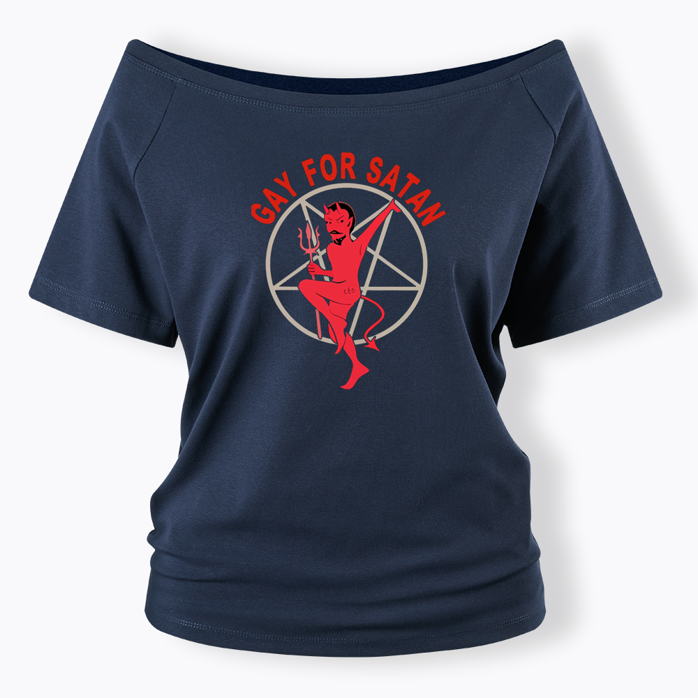 Gay For Satan Off Shoulder T-shirt