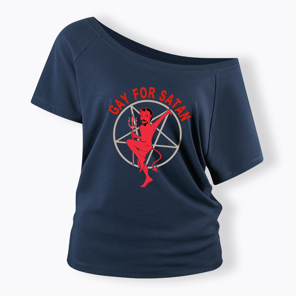 Gay For Satan Off Shoulder T-shirt