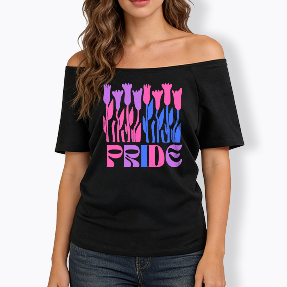Subtle Bi Pride Off Shoulder T-shirt