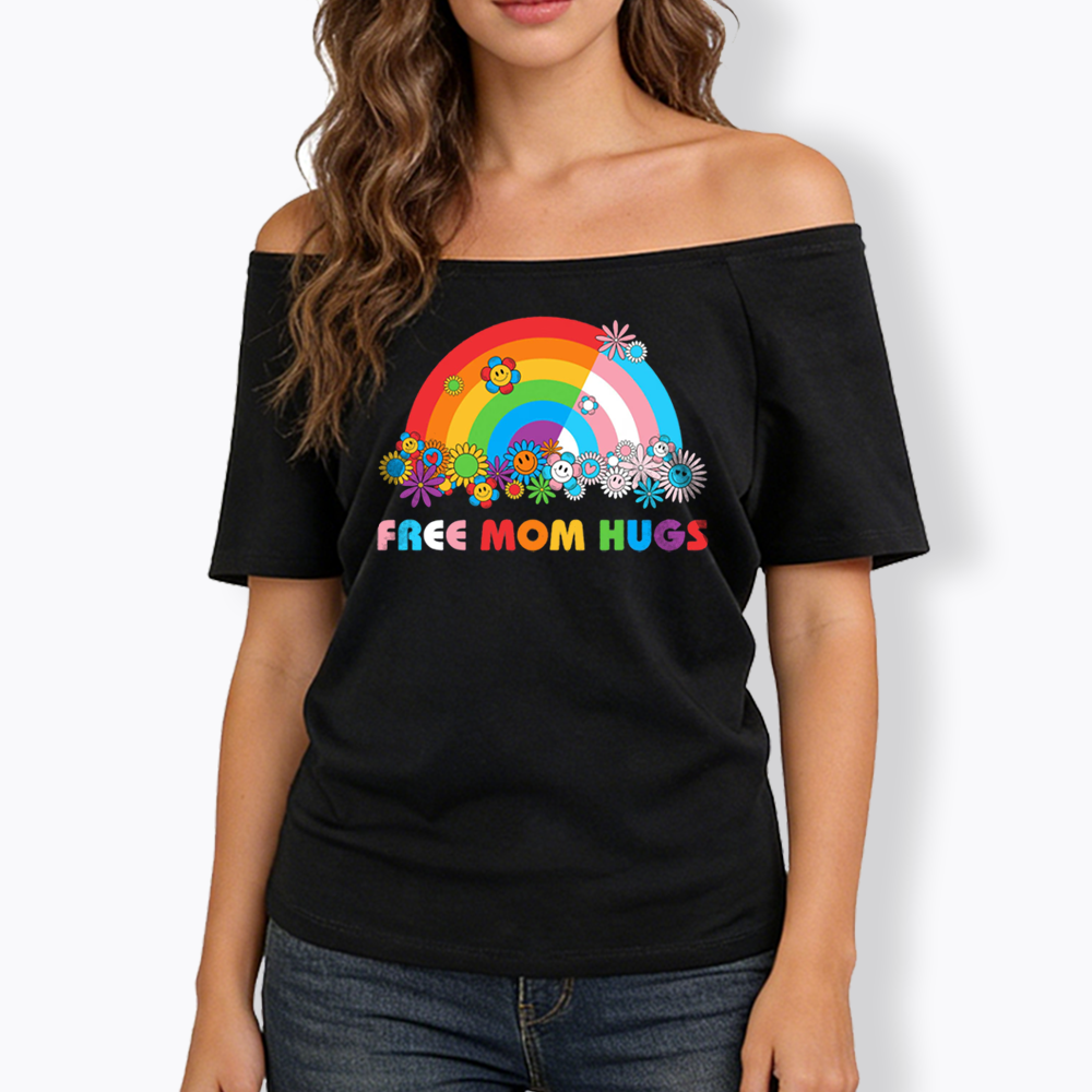Free Mom Hugs Off Shoulder T-shirt