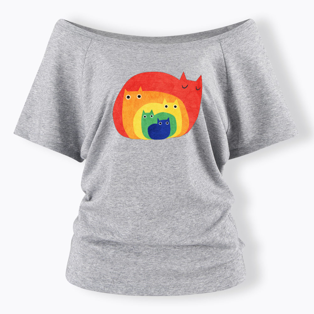 Rainbow Cats Off Shoulder T-shirt