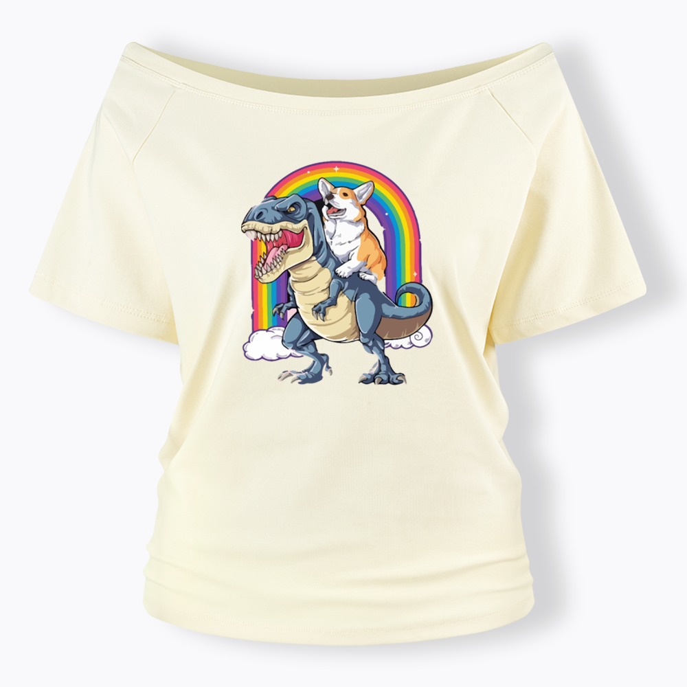 Funny Dinosaur Off Shoulder T-shirt