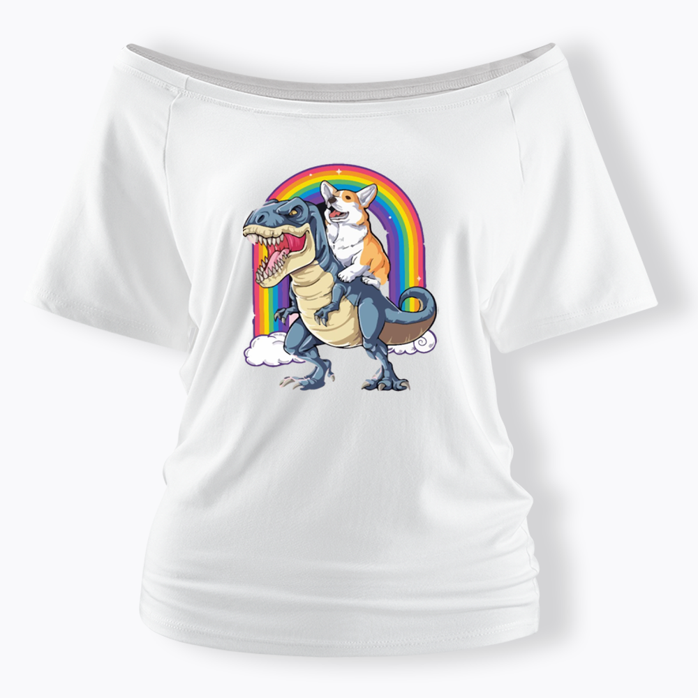 Funny Dinosaur Off Shoulder T-shirt