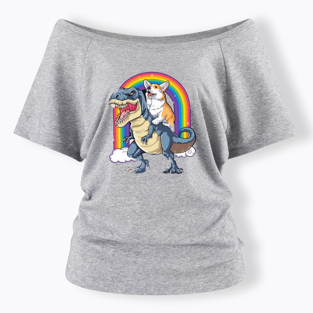 Funny Dinosaur Off Shoulder T-shirt
