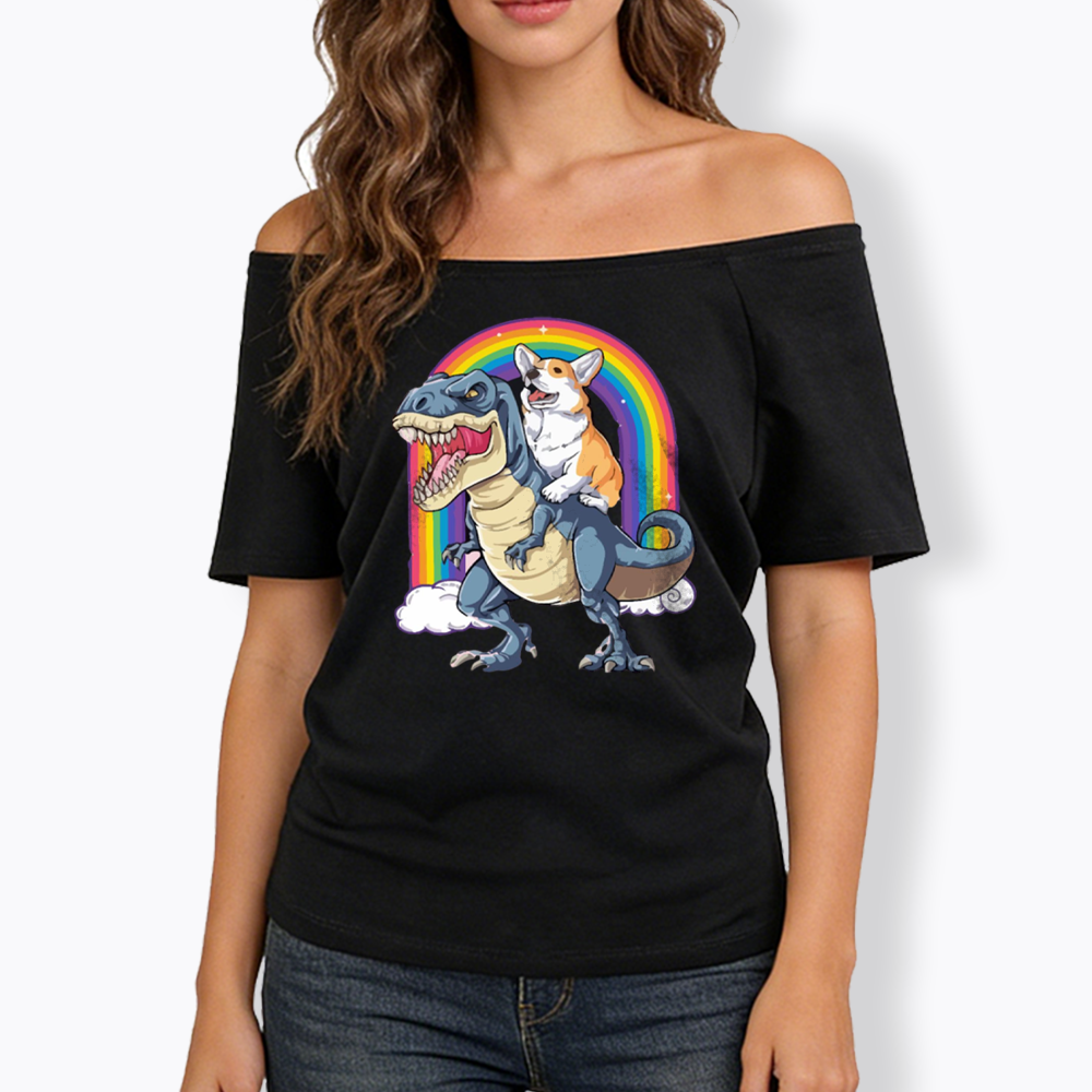 Funny Dinosaur Off Shoulder T-shirt