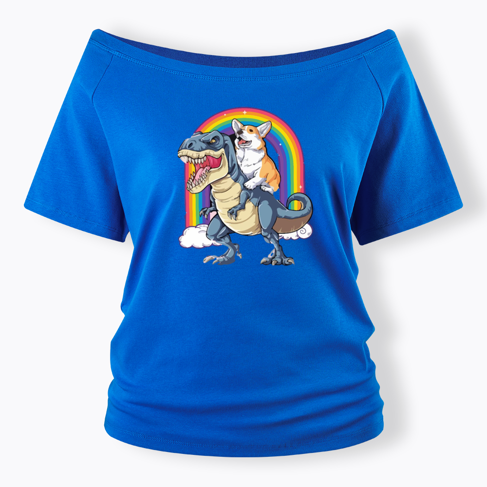 Funny Dinosaur Off Shoulder T-shirt