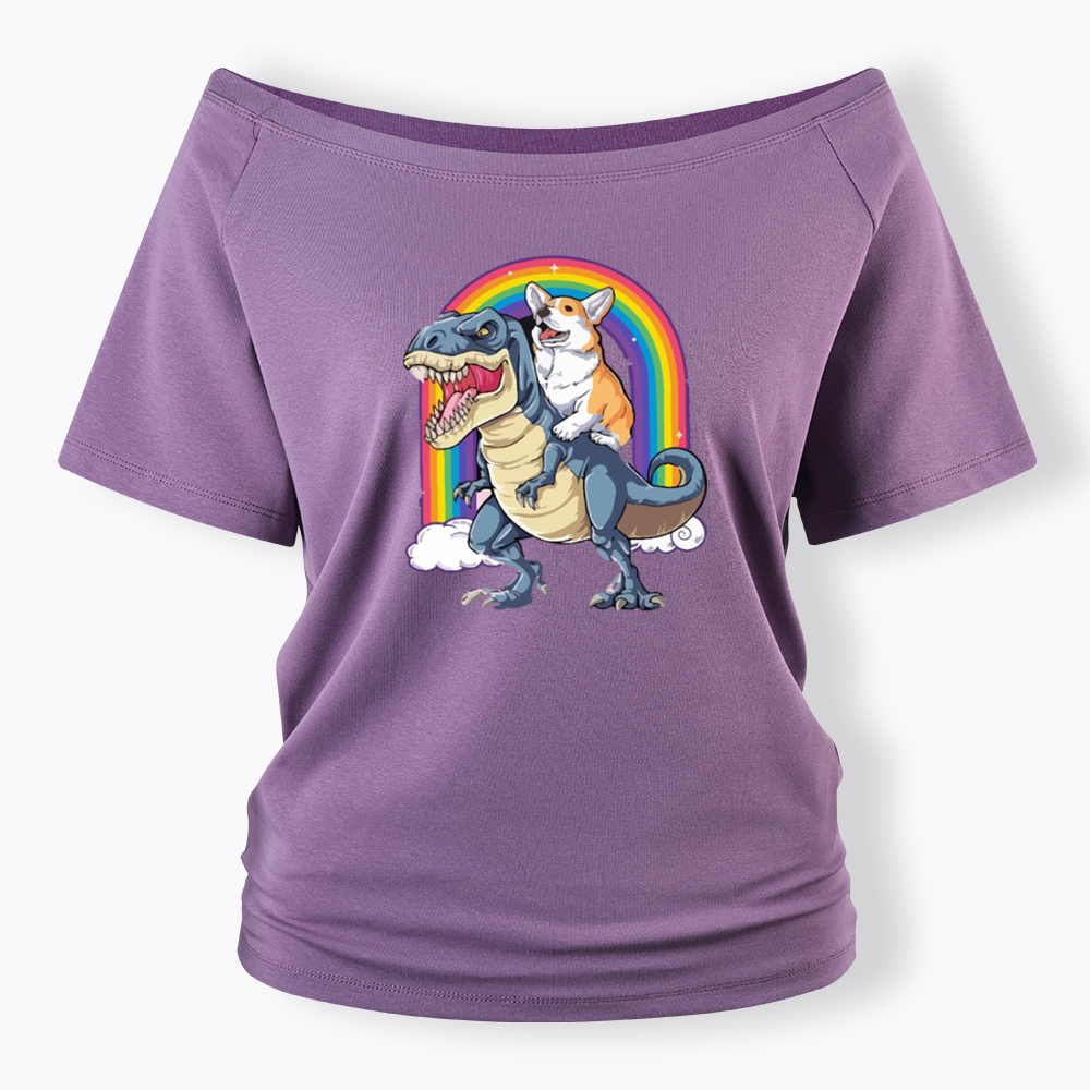 Funny Dinosaur Off Shoulder T-shirt