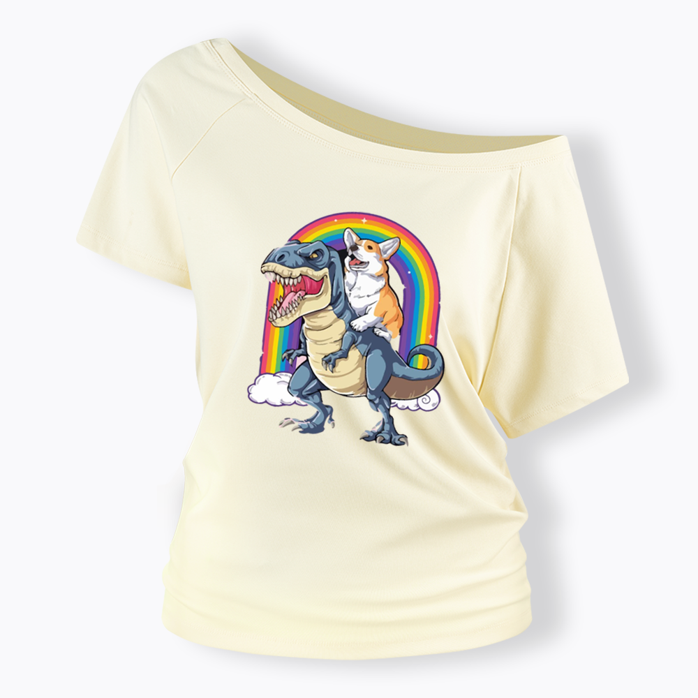 Funny Dinosaur Off Shoulder T-shirt