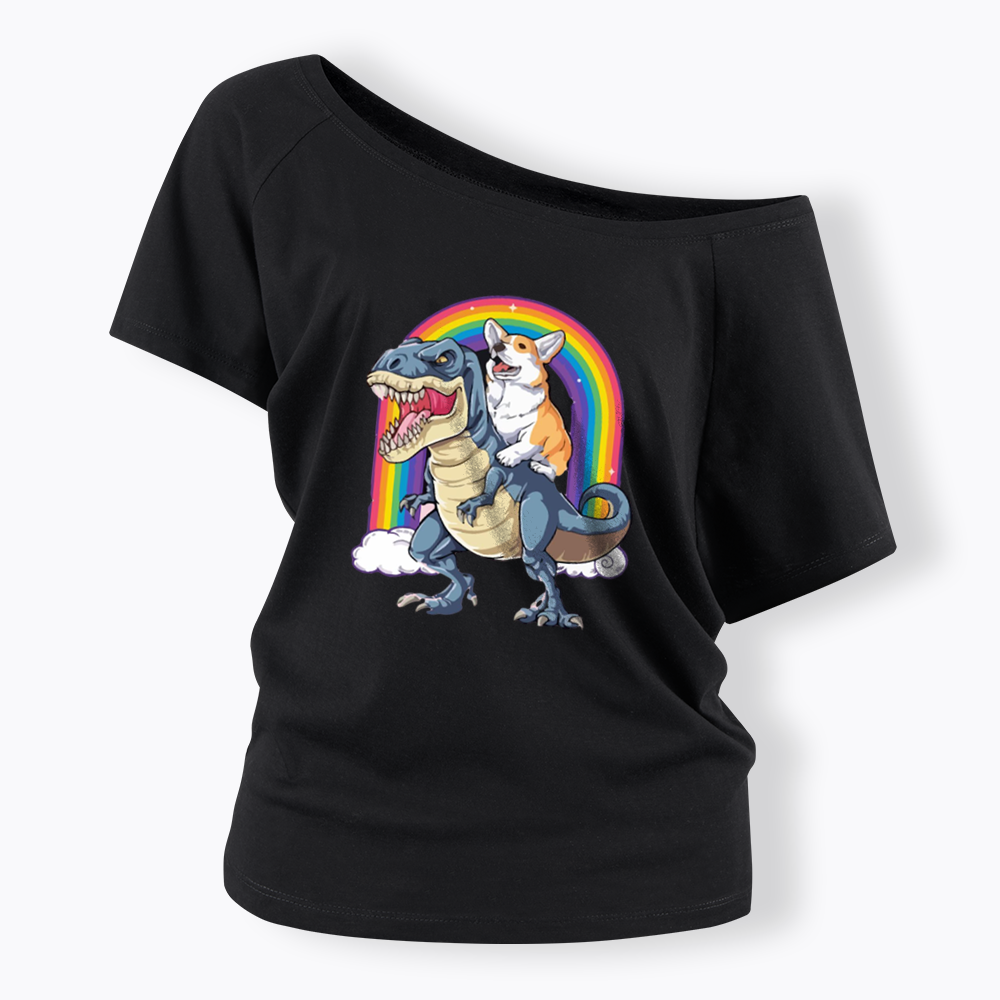 Funny Dinosaur Off Shoulder T-shirt