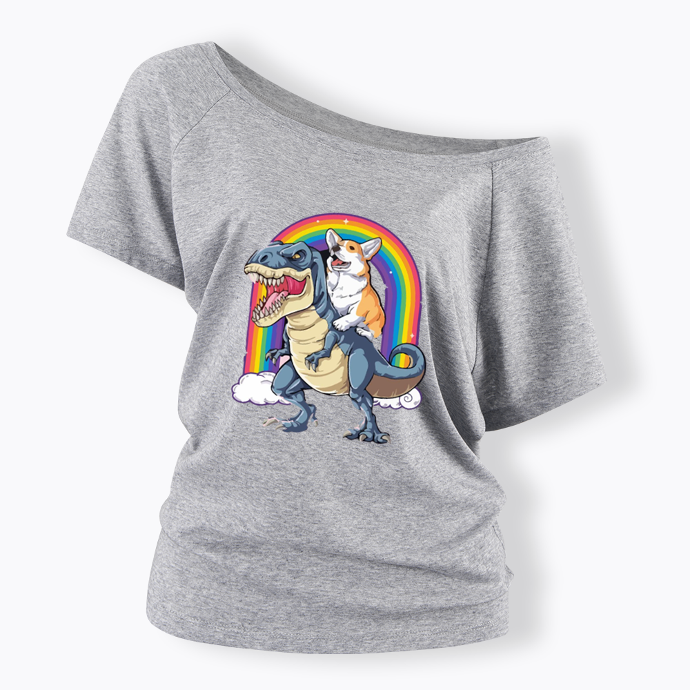Funny Dinosaur Off Shoulder T-shirt