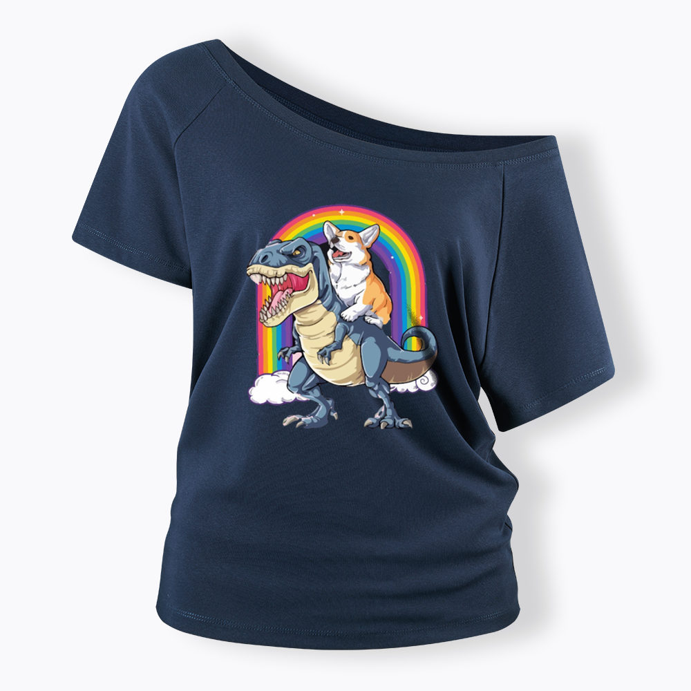 Funny Dinosaur Off Shoulder T-shirt