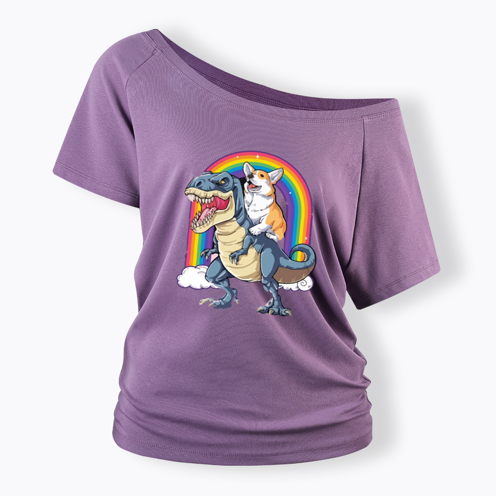 Funny Dinosaur Off Shoulder T-shirt