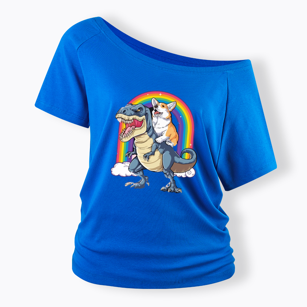 Funny Dinosaur Off Shoulder T-shirt