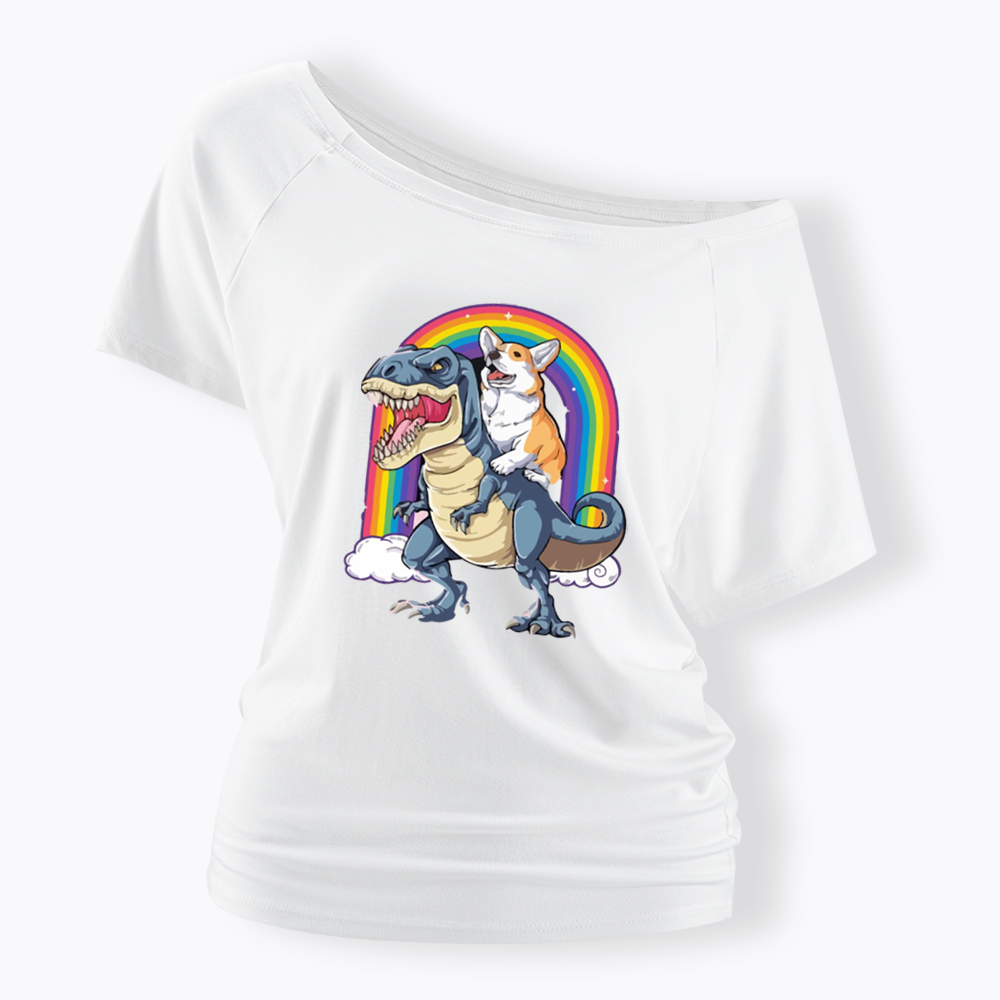Funny Dinosaur Off Shoulder T-shirt