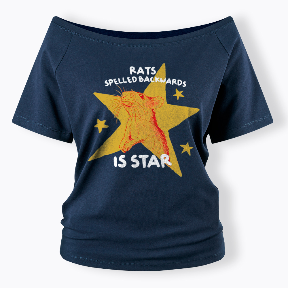 Rats Spelled Backwards is Star Off Shoulder T-Shirt