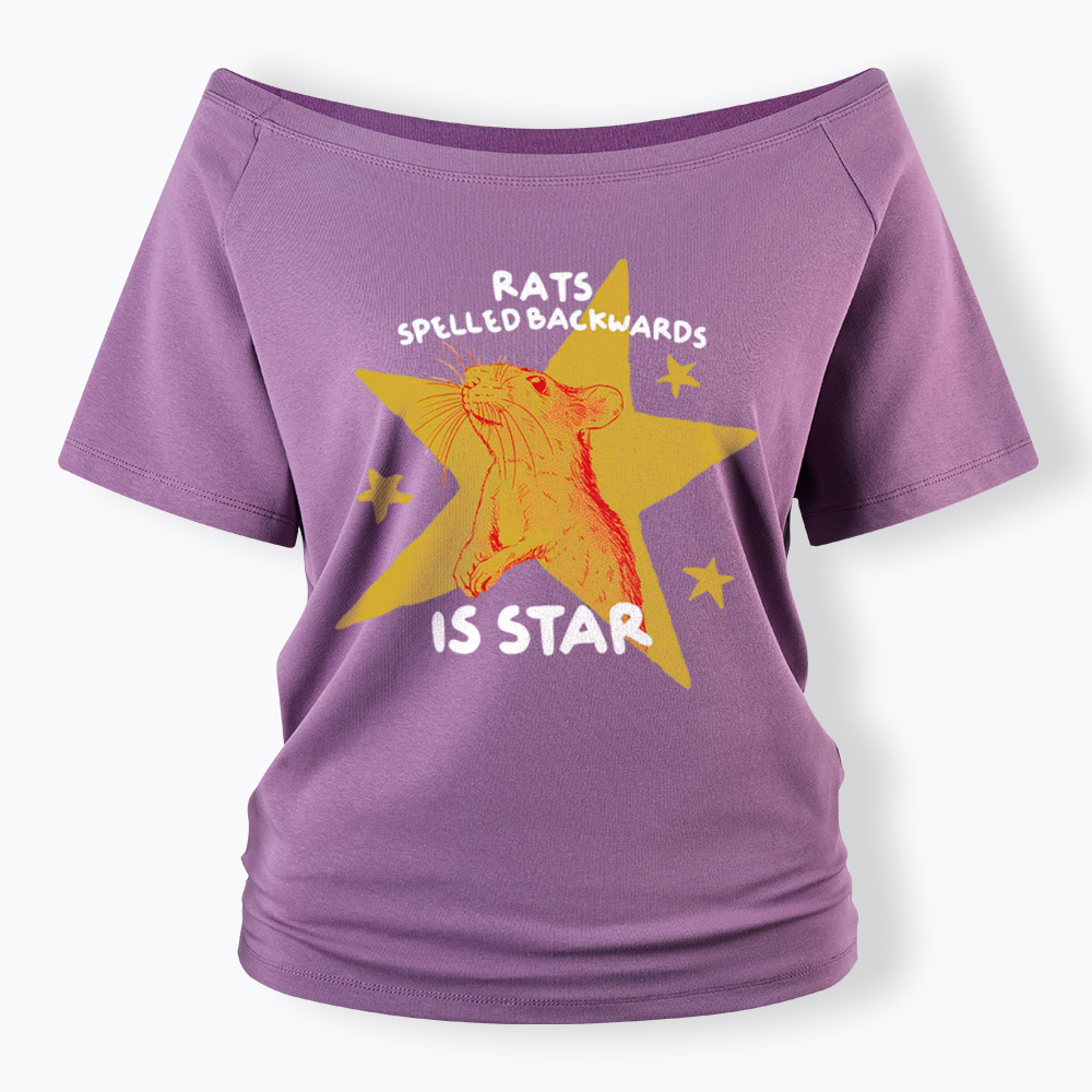 Rats Spelled Backwards is Star Off Shoulder T-Shirt