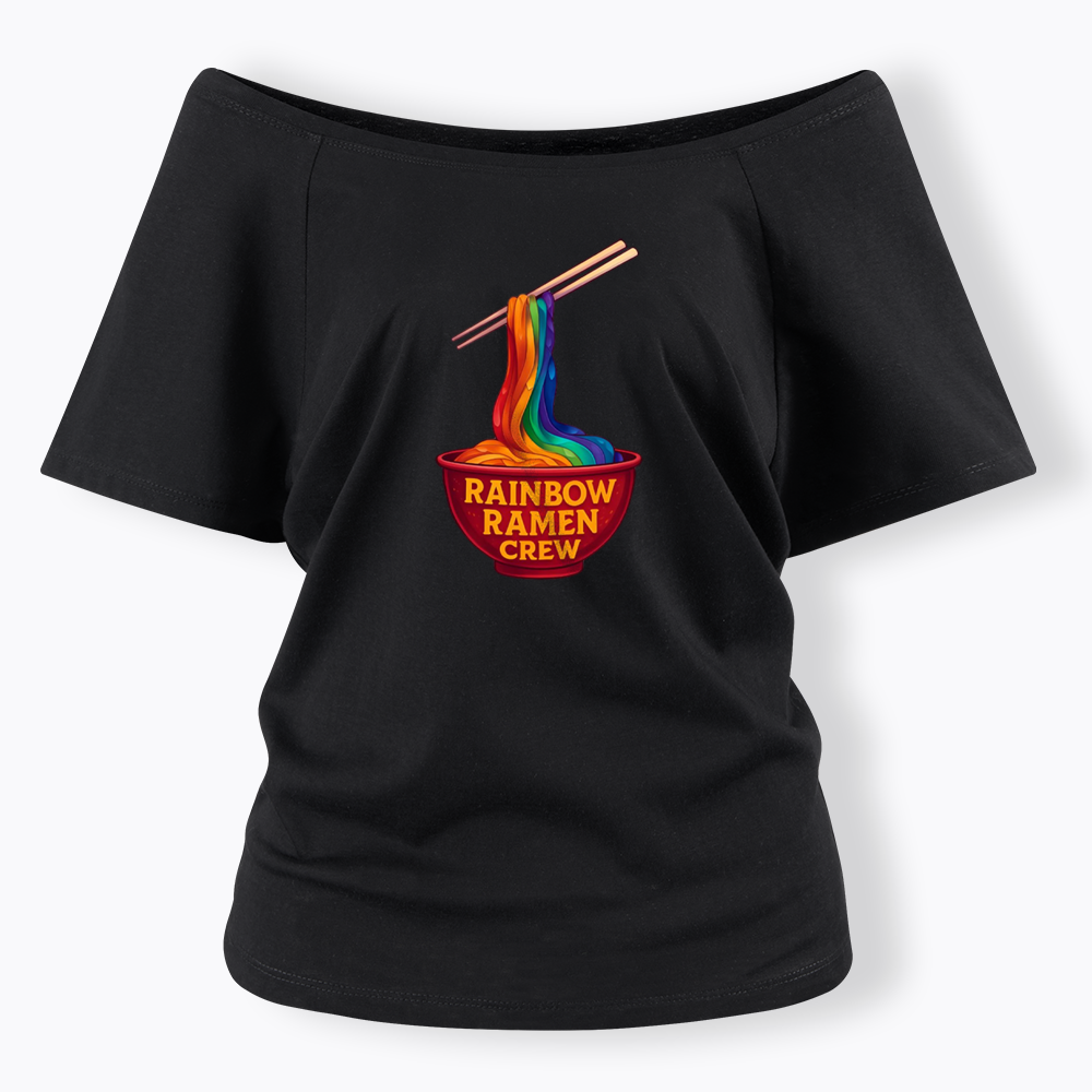 Rainbow Ramen Crew Off Shoulder T-shirt