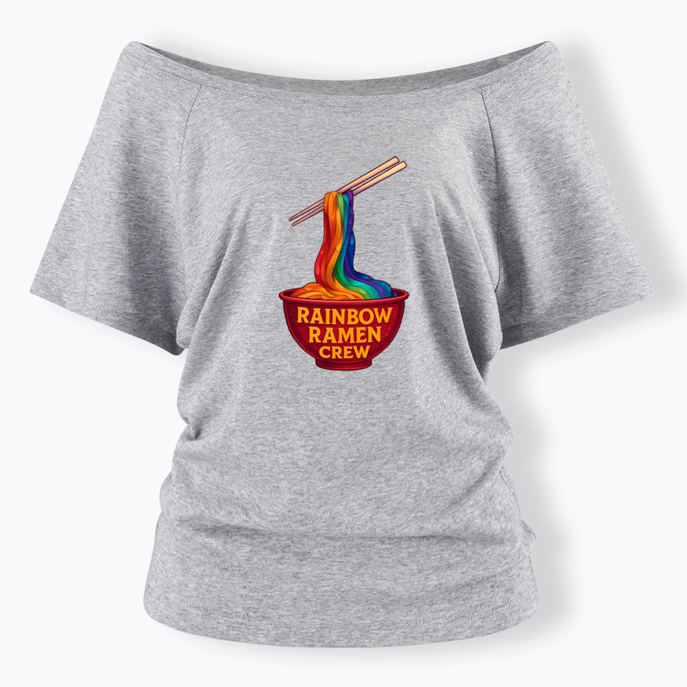 Rainbow Ramen Crew Off Shoulder T-shirt