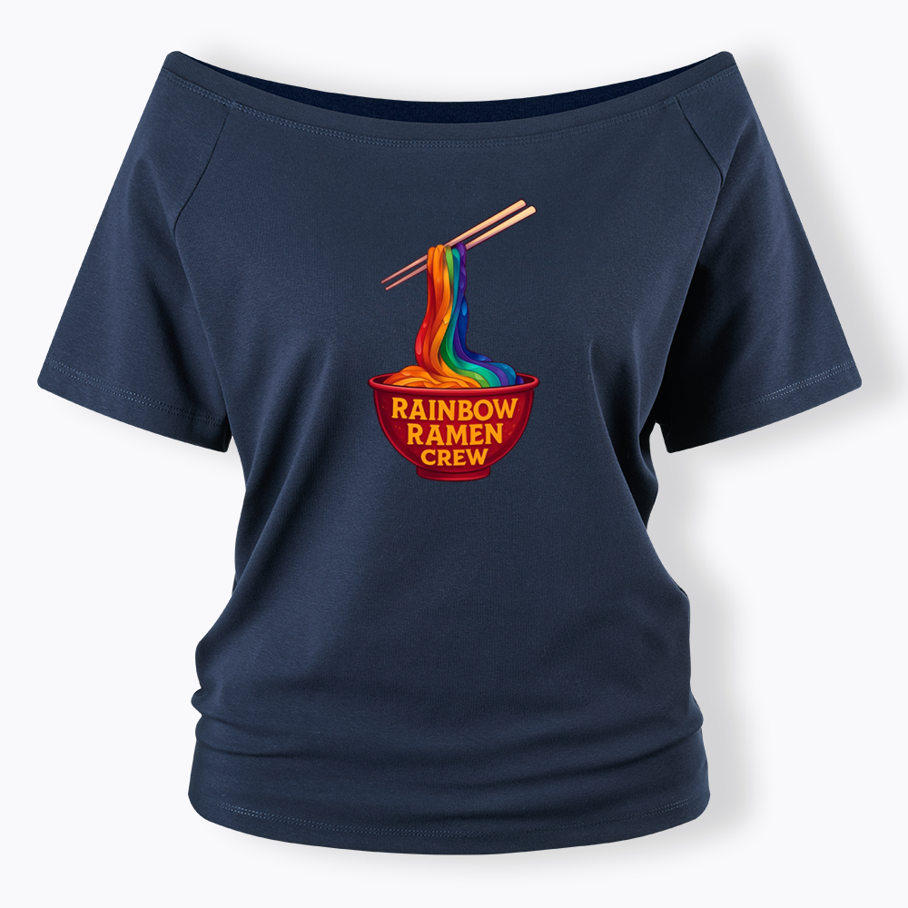 Rainbow Ramen Crew Off Shoulder T-shirt