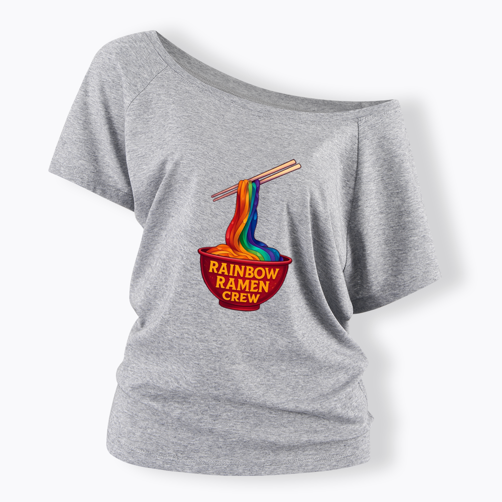 Rainbow Ramen Crew Off Shoulder T-shirt