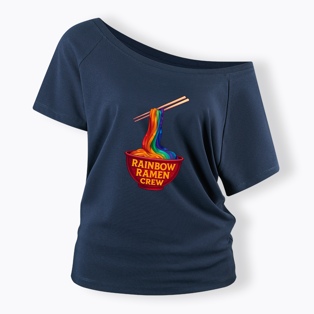 Rainbow Ramen Crew Off Shoulder T-shirt