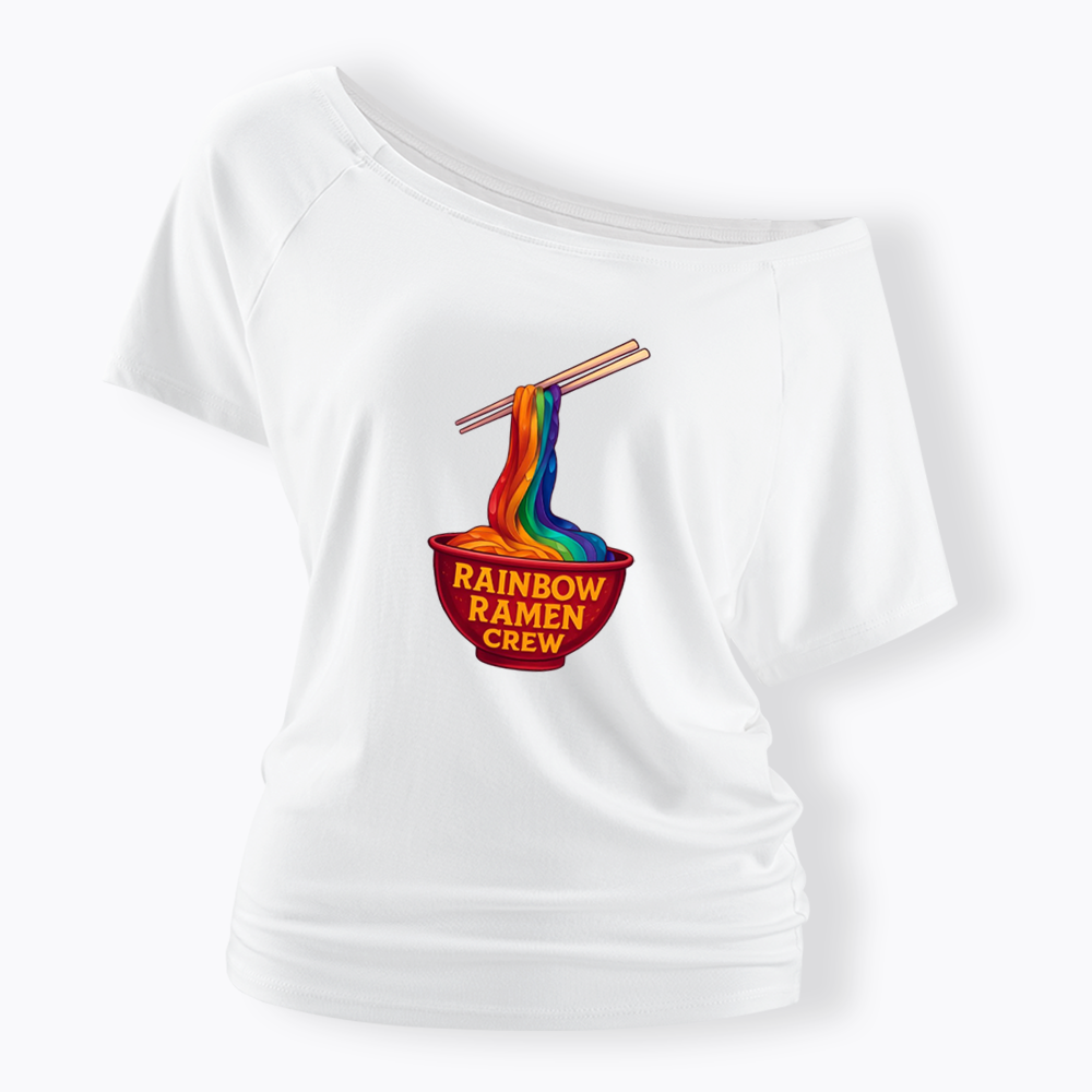 Rainbow Ramen Crew Off Shoulder T-shirt
