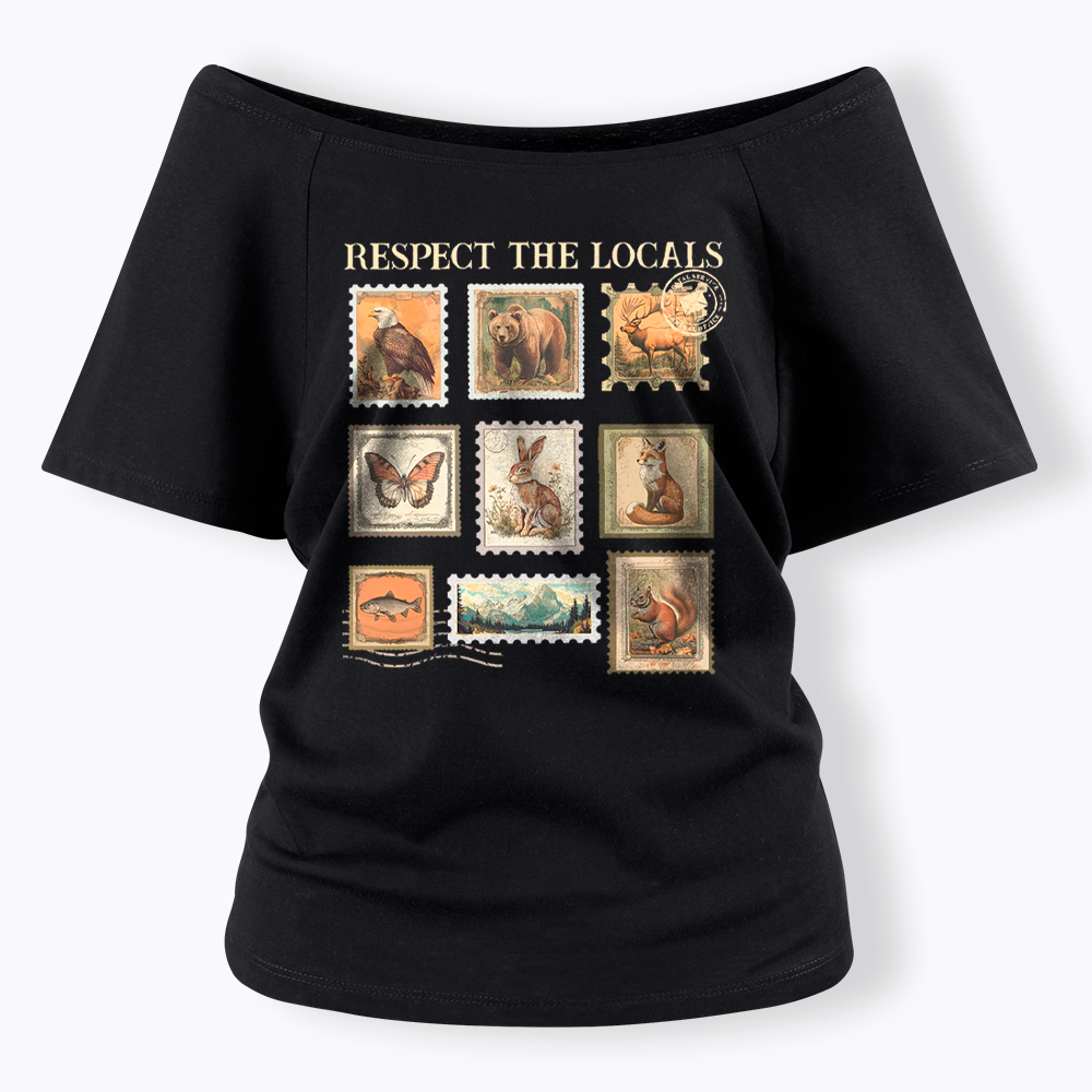 Respect The Local Wildlife Off Shoulder T-Shirt