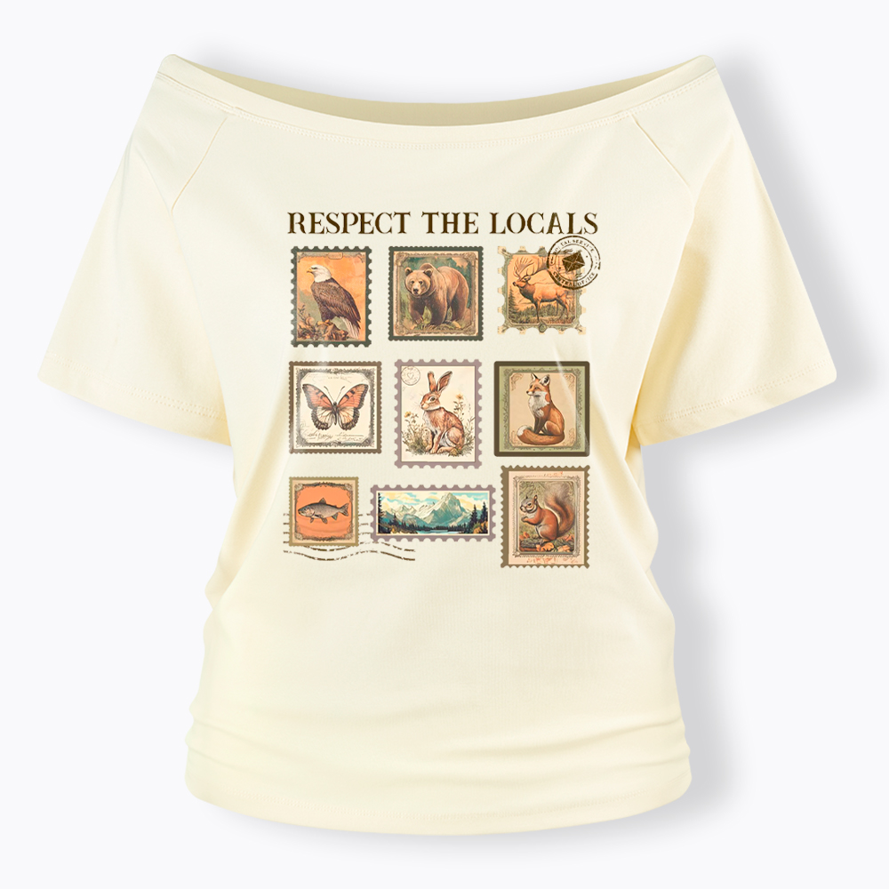 Respect The Local Wildlife Off Shoulder T-Shirt
