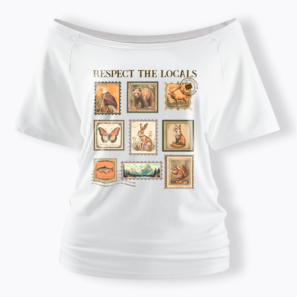 Respect The Local Wildlife Off Shoulder T-Shirt