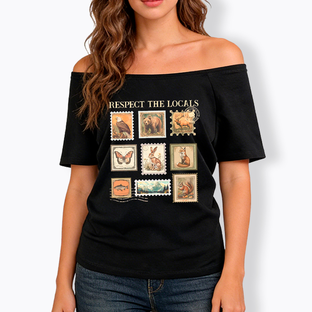 Respect The Local Wildlife Off Shoulder T-Shirt