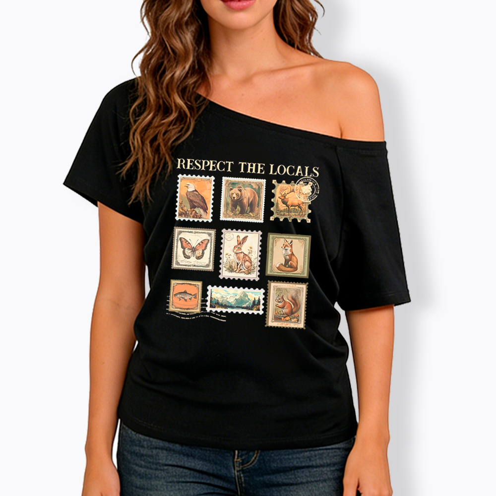 Respect The Local Wildlife Off Shoulder T-Shirt