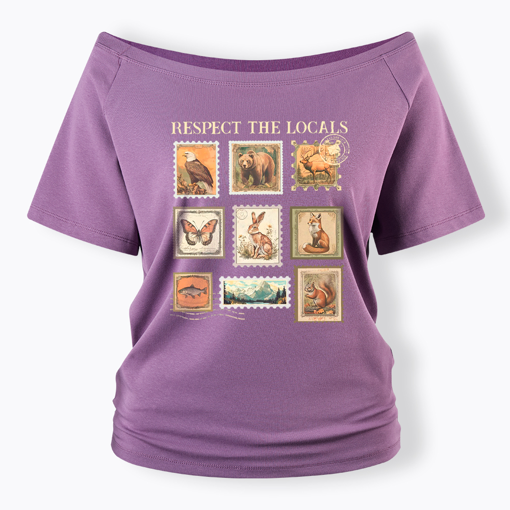 Respect The Local Wildlife Off Shoulder T-Shirt