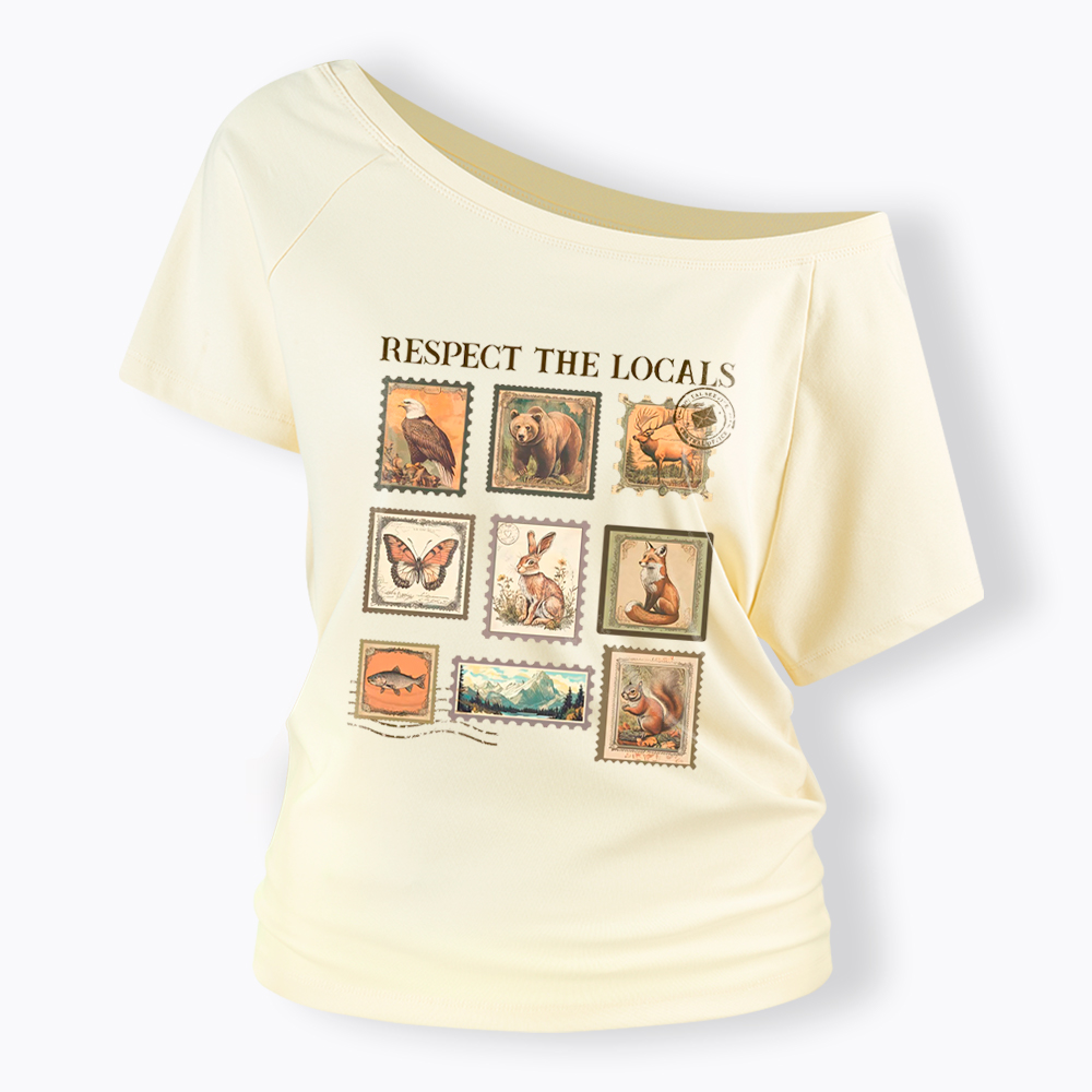 Respect The Local Wildlife Off Shoulder T-Shirt