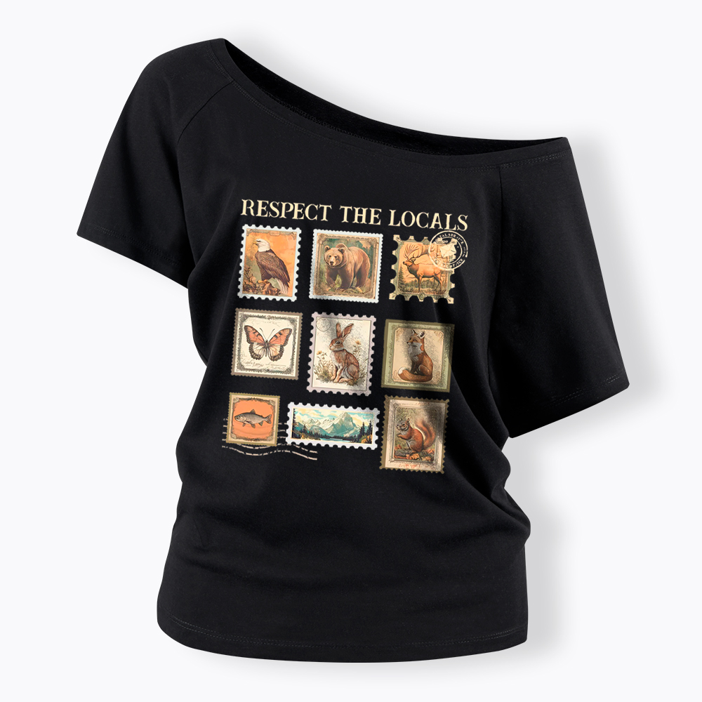 Respect The Local Wildlife Off Shoulder T-Shirt