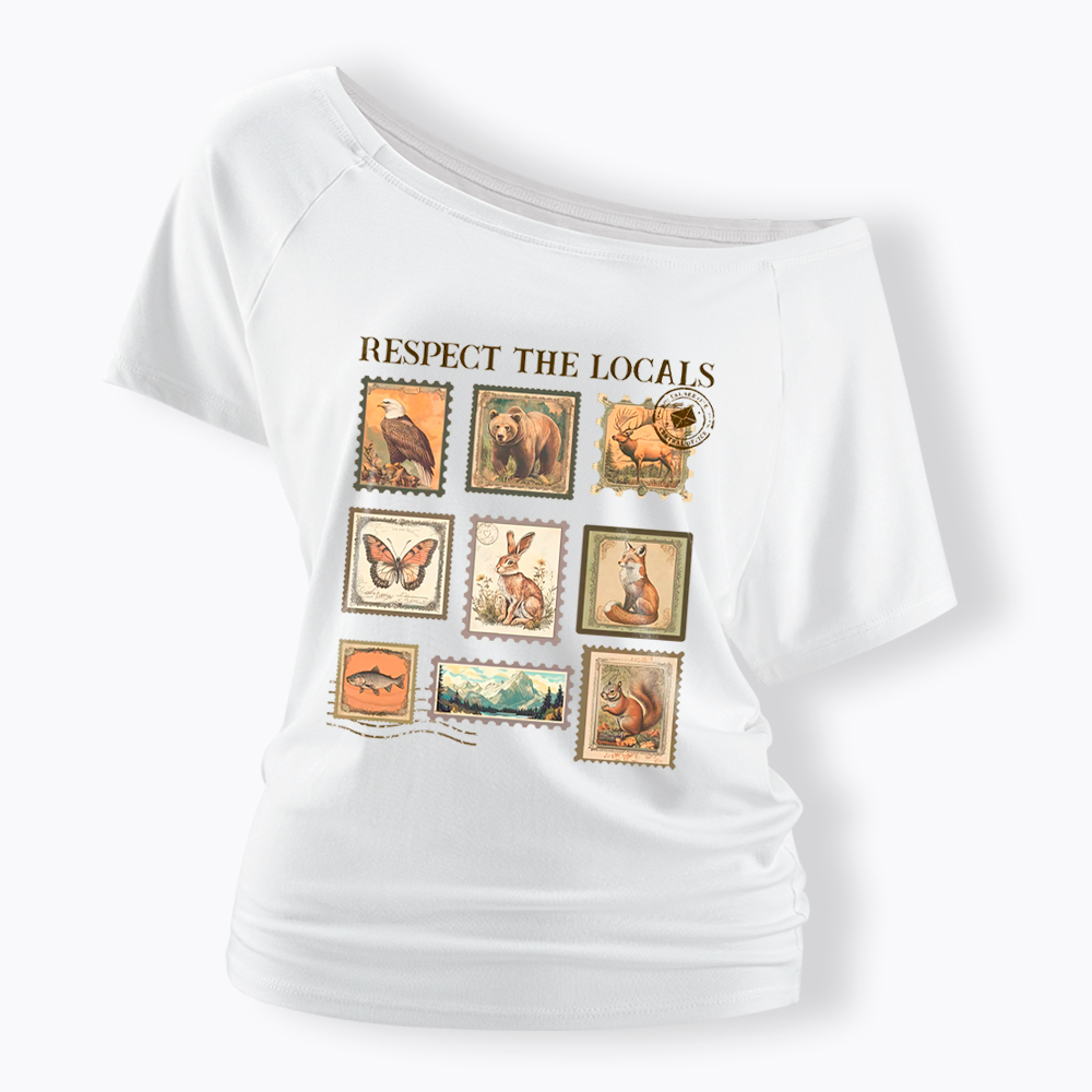 Respect The Local Wildlife Off Shoulder T-Shirt