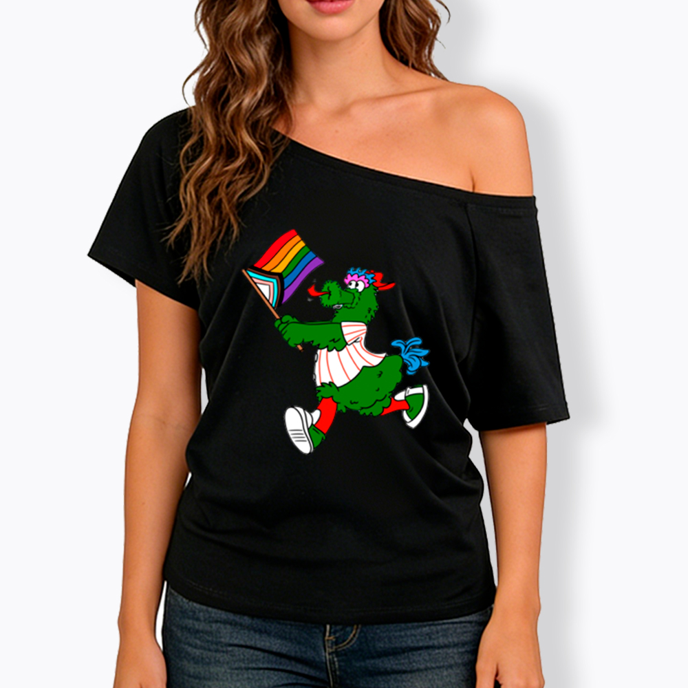 Phanatic with Pride Flag Off Shoulder T-Shirt