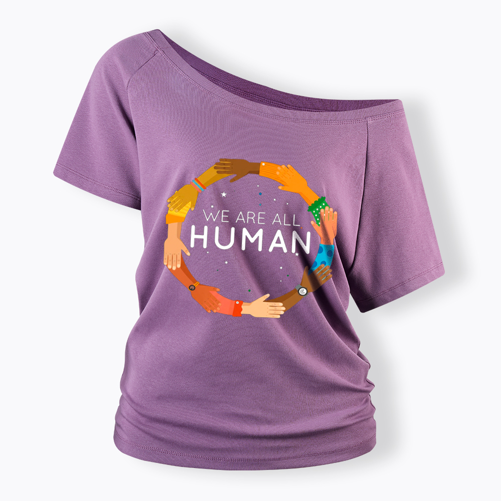 We Are All Human Racial Justice Human Equality Inclusion Off Shoulder T-Shirt