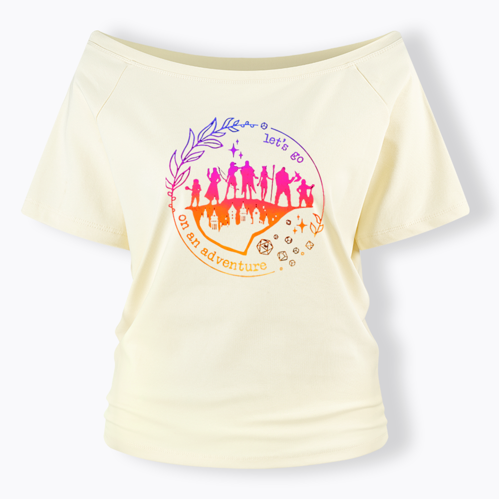 Let's go on an adventure Off Shoulder T-shirt