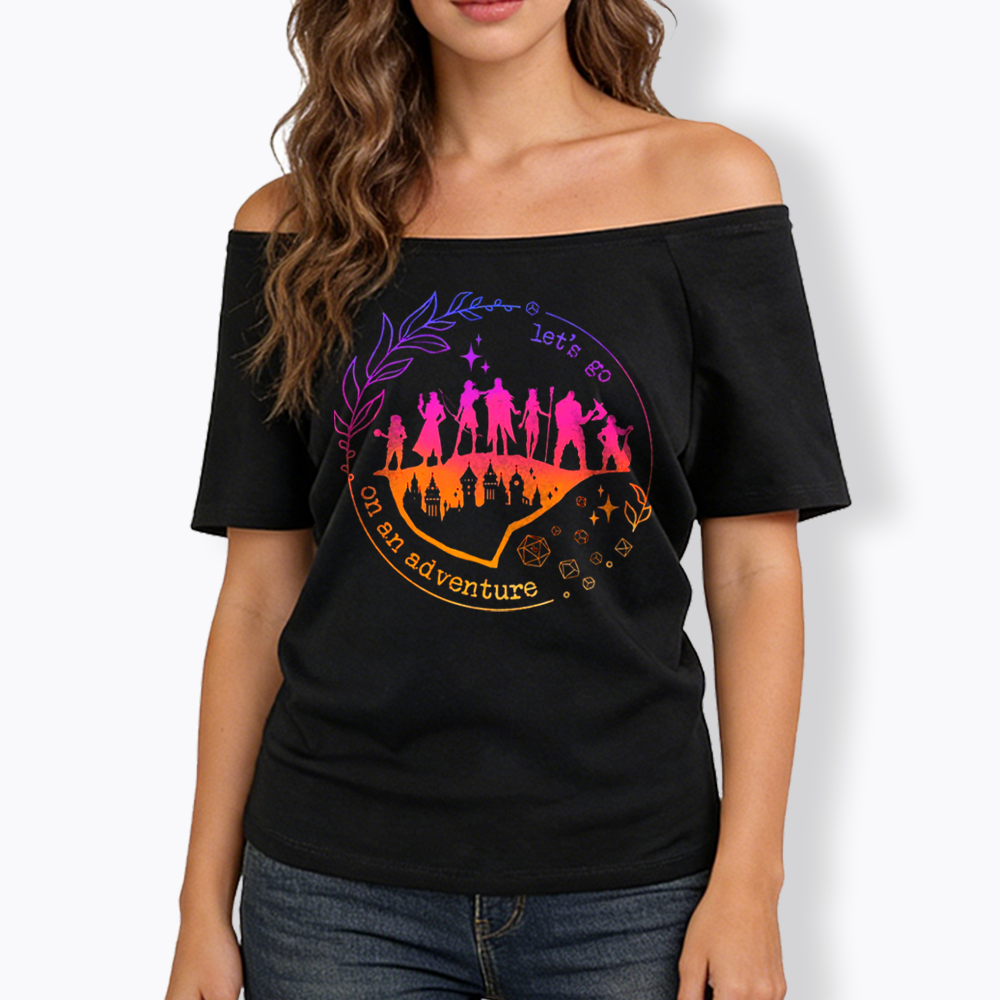 Let's go on an adventure Off Shoulder T-shirt
