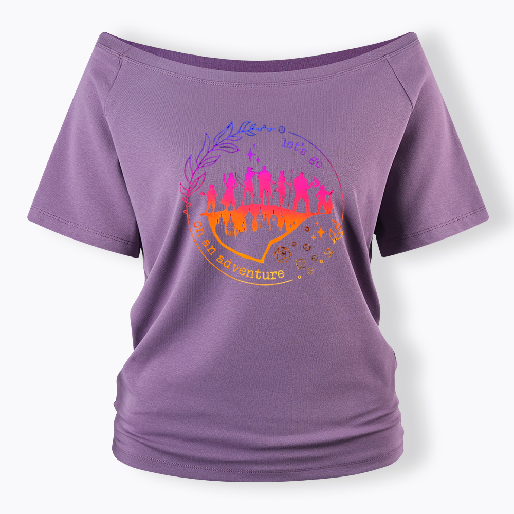 Let's go on an adventure Off Shoulder T-shirt